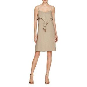 Theory Hekana Tan Linen Ruffle Tank Midi Dress